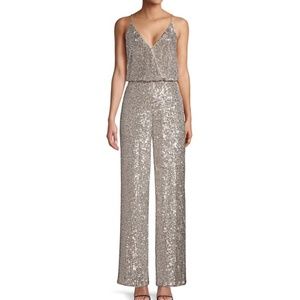 Aidan Mattox V-Neck Sequin Jumpsuit